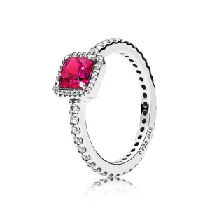 (afbeelding voor) PANDORA Tijdloze Elegance Ring, Synthetische Robijn En Clear CZ 190947SRU