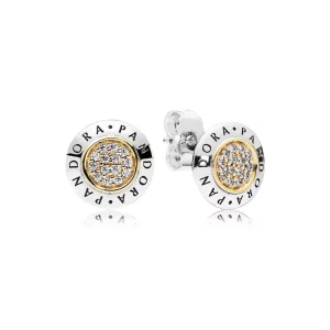 (afbeelding voor) Pandora Zilver En 14K Goud Handtekening Oorbellen 296230CZ