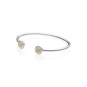 Pandora Zilver En 14K Goud Pandora-Handtekening Open Bangle 596274CZ (afbeelding voor) Pandora Zilver En 14K Goud Pandora-Handtekening Open Bangle 596274CZ