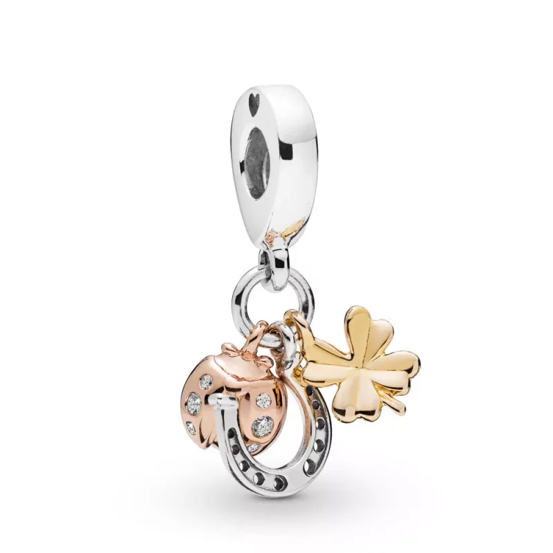 (afbeelding voor) Pandora Rose & Shine Hoefijzer, Klaver En Lieveheersbeestje Hangende Bedel 797852CZ