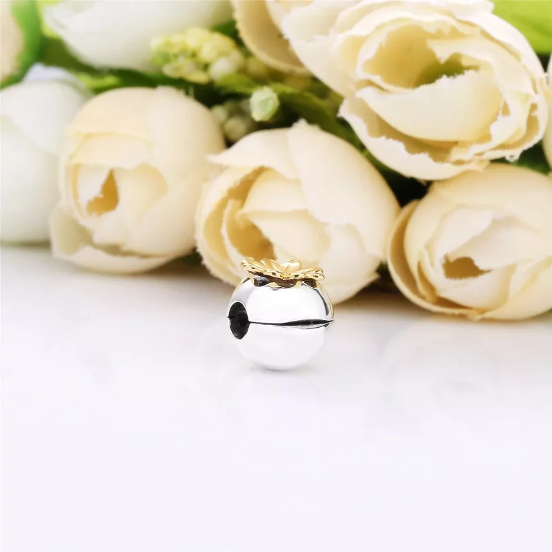 (afbeelding voor) Pandora Zilver En 14K Goud Glanzende Klaver Clip 768000CZ - Bekijken 4