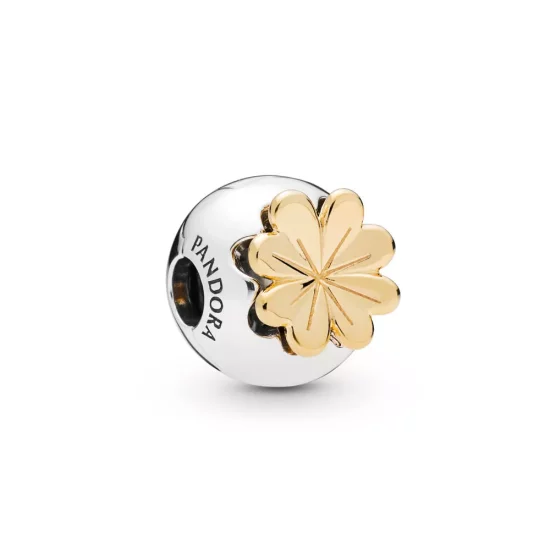 (afbeelding voor) Pandora Zilver En 14K Goud Glanzende Klaver Clip 768000CZ