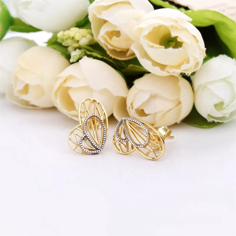 (afbeelding voor) Pandora Zilver En 14K Goud Opengewerkte Vlinders Oorbellen 267955 - Bekijken 3