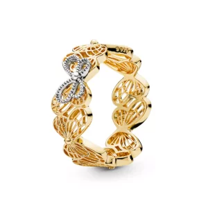 Pandora Zilver En 14K Goud Opengewerkte Vlinders Ring 167947 (afbeelding voor) Pandora Zilver En 14K Goud Opengewerkte Vlinders Ring 167947