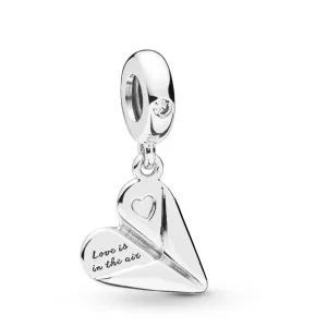 (afbeelding voor) Pandora Zilveren Hart Papier Vliegtuig Hangende Bedel 797876CZ