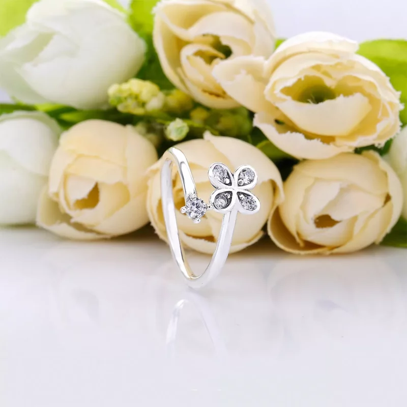 (afbeelding voor) Pandora Zilveren Vier-Petal Bloemen Gedraaid Ring 197988CZ - Bekijken 2