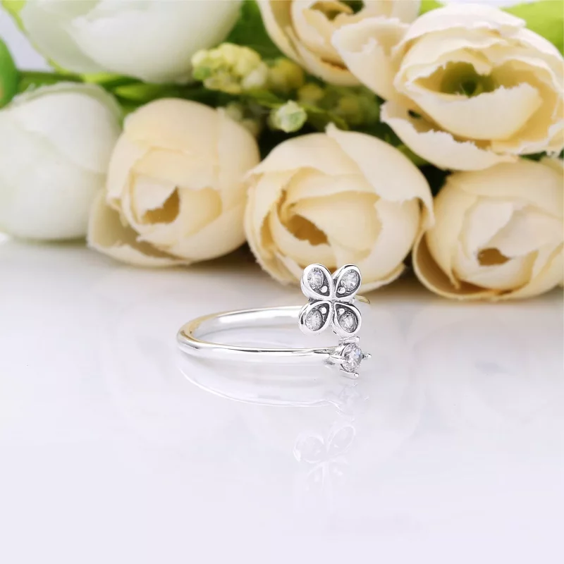 (afbeelding voor) Pandora Zilveren Vier-Petal Bloemen Gedraaid Ring 197988CZ - Bekijken 3