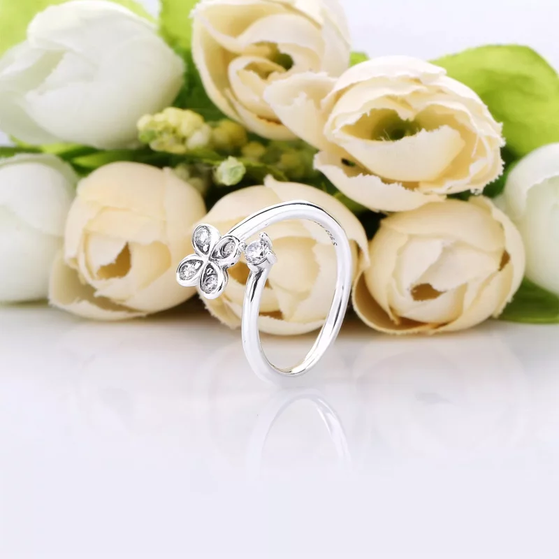 (afbeelding voor) Pandora Zilveren Vier-Petal Bloemen Gedraaid Ring 197988CZ - Bekijken 4