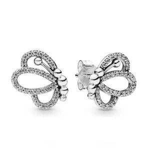 Pandora Zilveren Vlinder Contouren Oorbellen 297912CZ (afbeelding voor) Pandora Zilveren Vlinder Contouren Oorbellen 297912CZ