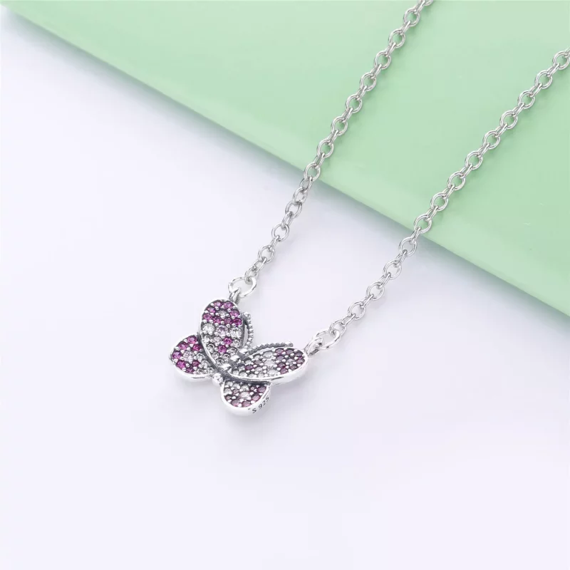 (afbeelding voor) Pandora Dazzling Pink Butterfly Ketting - 397931Nccmx-50 - Bekijken 2