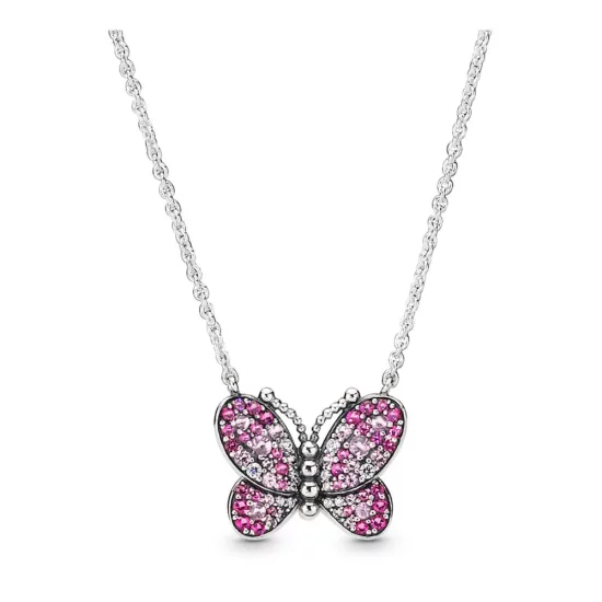 (afbeelding voor) Pandora Dazzling Pink Butterfly Ketting - 397931Nccmx-50