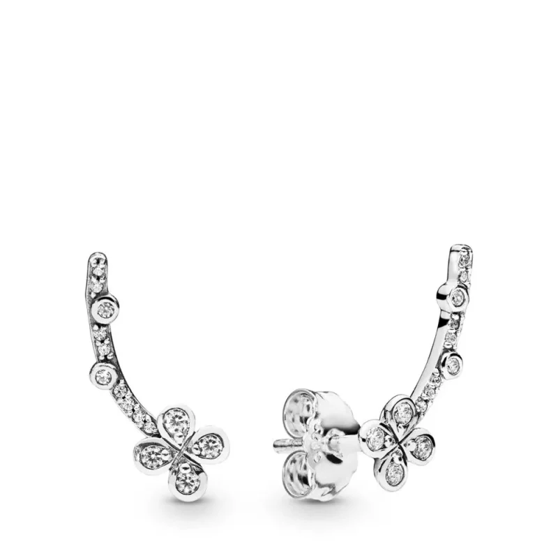 (afbeelding voor) Pandora Draped Four-Petal Flowers Oorbellen - 297936CZ