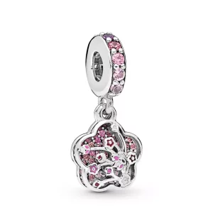 (afbeelding voor) Pandora Hangende Bedel, Pavé Perzikbloesembloem - 798112Nccmx