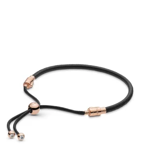 (afbeelding voor) Pandora Moments Sliding Leather Armband, Zwart - 588059Cbk