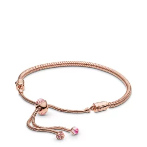(afbeelding voor) Pandora Moments Sliding Snake Chain Armband, Perzik Bloesem Bloem - 588093Nccmx