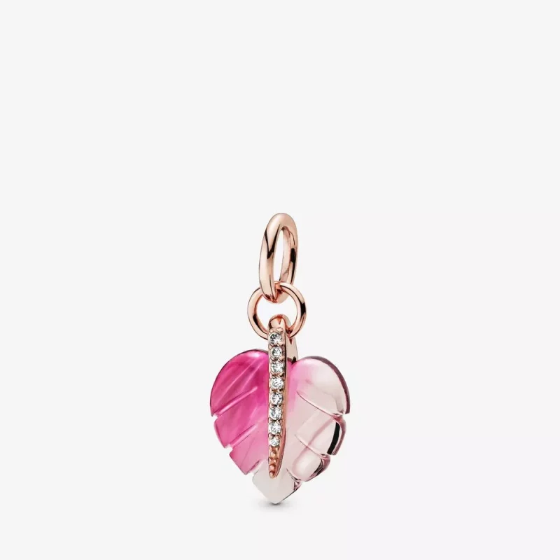 (afbeelding voor) Pandora Roze Murano Glas Blad Hanger 388258Pmu