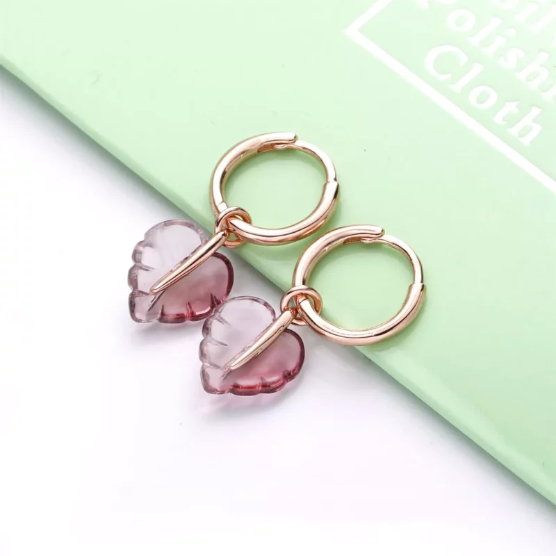 (afbeelding voor) Pandora Roze Murano Glas Blad Oorringen 288317Pmu - Bekijken 3