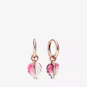 (afbeelding voor) Pandora Roze Murano Glas Blad Oorringen 288317Pmu