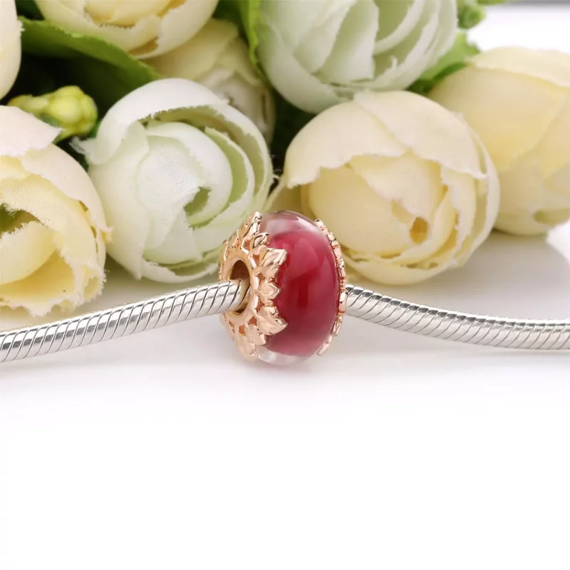 (afbeelding voor) Pandora Roze Murano Glas & Bladeren Bedel 788244 - Bekijken 3