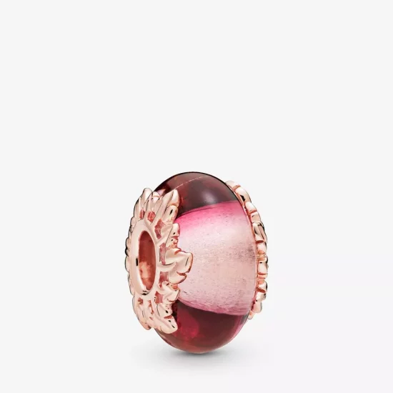 (afbeelding voor) Pandora Roze Murano Glas & Bladeren Bedel 788244