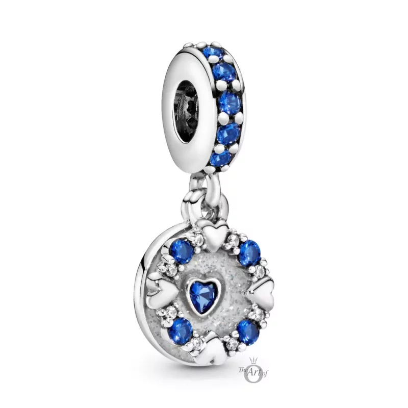 (afbeelding voor) Pandora Blauwe Sprankelende Harten Hangende Bedel 798472C01