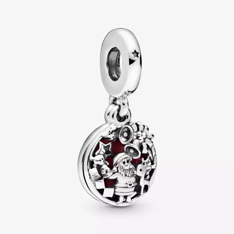 (afbeelding voor) Pandora Kerstman Hangende Bedel Met Tekst Love Peace Joy 798468C01