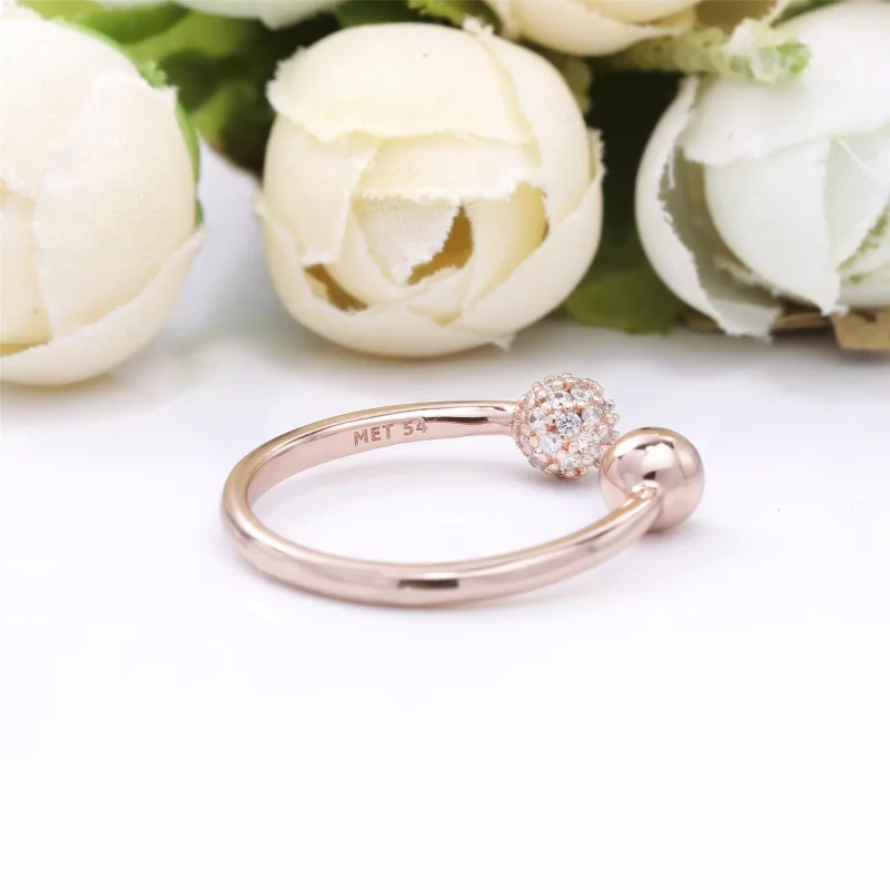 (afbeelding voor) Pandora Gepolijste & Pavé Kraal Open Ring 188316CZ - Bekijken 3