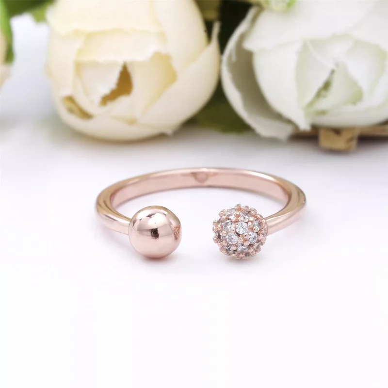 (afbeelding voor) Pandora Gepolijste & Pavé Kraal Open Ring 188316CZ - Bekijken 4