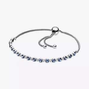 PANDORA Blauwe En Transparante Sprankeling Sliding Armband 598517C01 (afbeelding voor) PANDORA Blauwe En Transparante Sprankeling Sliding Armband 598517C01