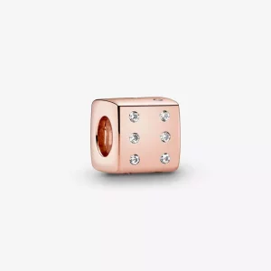 (afbeelding voor) PANDORA Dazzling Dobbelsteen 14K Roségoud Bedel 781269C01