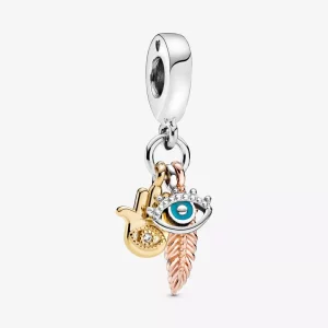 (afbeelding voor) PANDORA HaMSa, Alziend Oog & Veer Spiritualiteit Hangende Bedel 768785C01