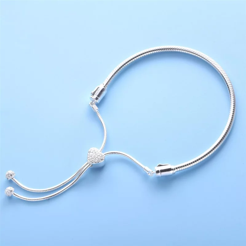 (afbeelding voor) PANDORA Moments Pavé Hart Sluiting Slangenschakel Schuifarmband 598699C01 - Bekijken 2