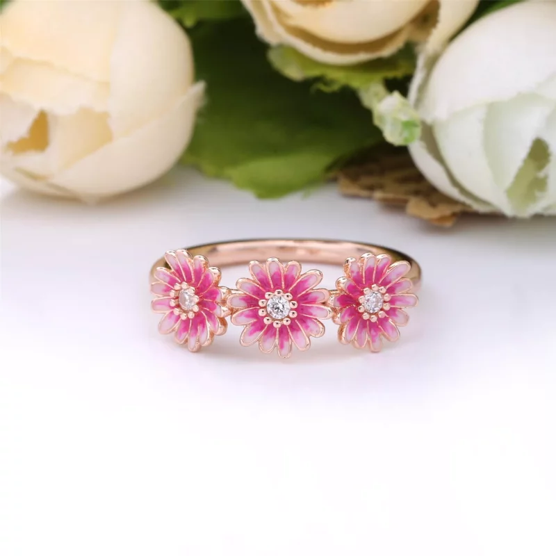 (afbeelding voor) PANDORA Roze Madeliefjes Trio Ring 188792C01 - Bekijken 3