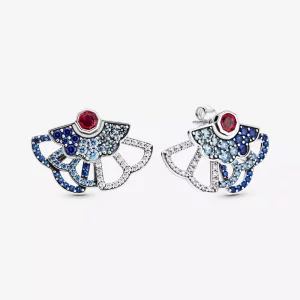 (afbeelding voor) PANDORA Blue Pink Fan Statement Oorknoppen - 298195SRUMX
