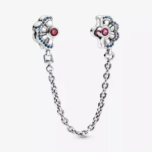 (afbeelding voor) PANDORA Blue Pink Fan Veiligheidsketting Clipbedel - 798163SRUMX