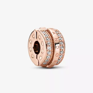 (afbeelding voor) PANDORA Glanzende Pavé-rijen en Logo Clip Bedel - 789042C01