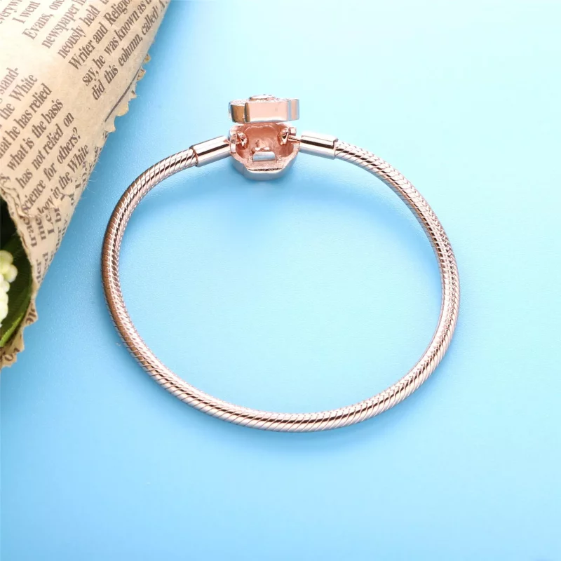 (afbeelding voor) Pandora Moments Pink Fan Clasp Snake Chain Bracelet - 588145C01 - Bekijken 5
