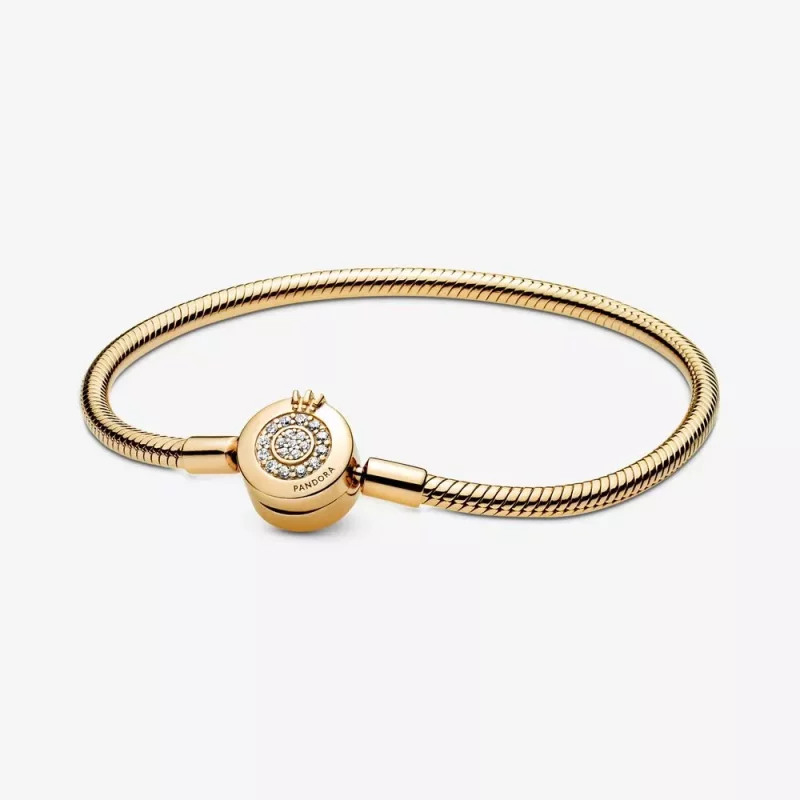 (afbeelding voor) Pandora Moments Sprankelende Crown O Snake Chain Armband - 569046C01