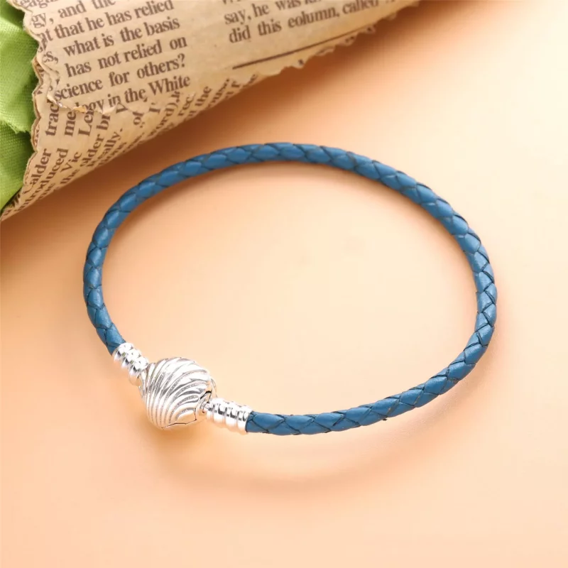 (afbeelding voor) Pandora Moments Turquoise Gevlochten Leren Armband Met Schelpsluiting - 598951C0 - Bekijken 2