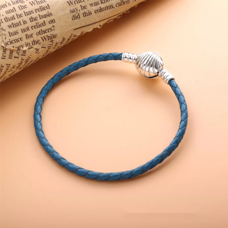 (afbeelding voor) Pandora Moments Turquoise Gevlochten Leren Armband Met Schelpsluiting - 598951C0 - Bekijken 3