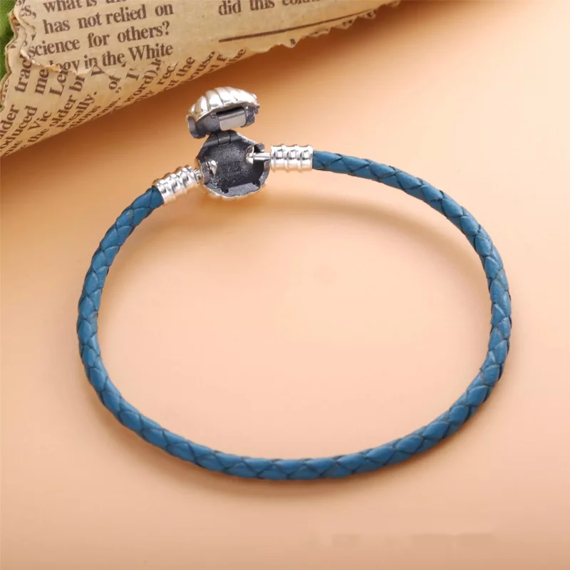 (afbeelding voor) Pandora Moments Turquoise Gevlochten Leren Armband Met Schelpsluiting - 598951C0 - Bekijken 4
