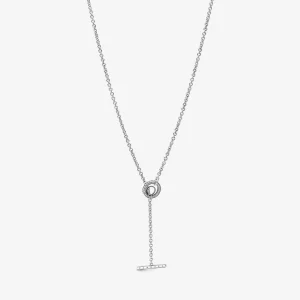 (afbeelding voor) Pavé Ronde Logo T balk Hart Halsketting 399050c01 80