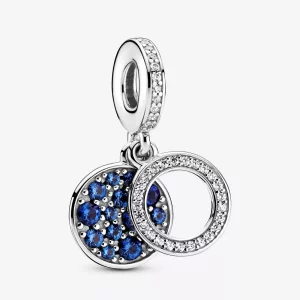 (afbeelding voor) Sparkling Blue Disc Double Dangle Charm 799186c01