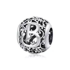 Pandora Style Opengewerkte Bloem Letter B Bedel - SCC1444-B (afbeelding voor) Pandora Style Opengewerkte Bloem Letter B Bedel - SCC1444-B