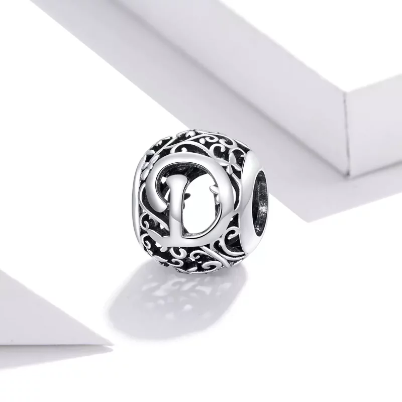 (afbeelding voor) Pandora Style Opengewerkte bloem Letter D Bedel - SCC1444-D - Bekijken 2