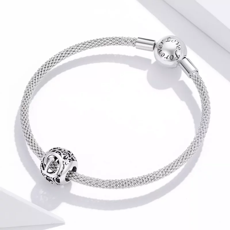 (afbeelding voor) Pandora Style Opengewerkte bloem Letter D Bedel - SCC1444-D - Bekijken 3