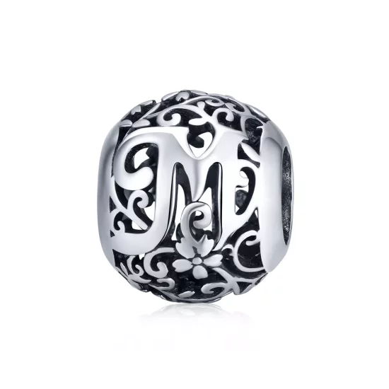 (afbeelding voor) Pandora Style Opengewerkte Bloem Letter M Bedel - SCC1444-M