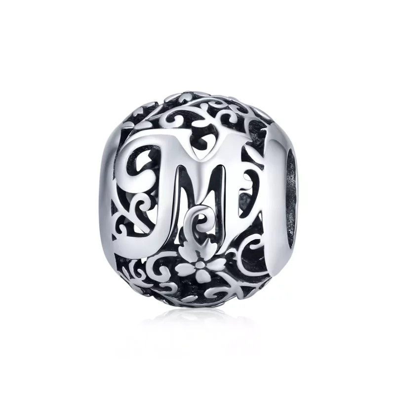 (afbeelding voor) Pandora Style Opengewerkte Bloem Letter M Bedel - SCC1444-M