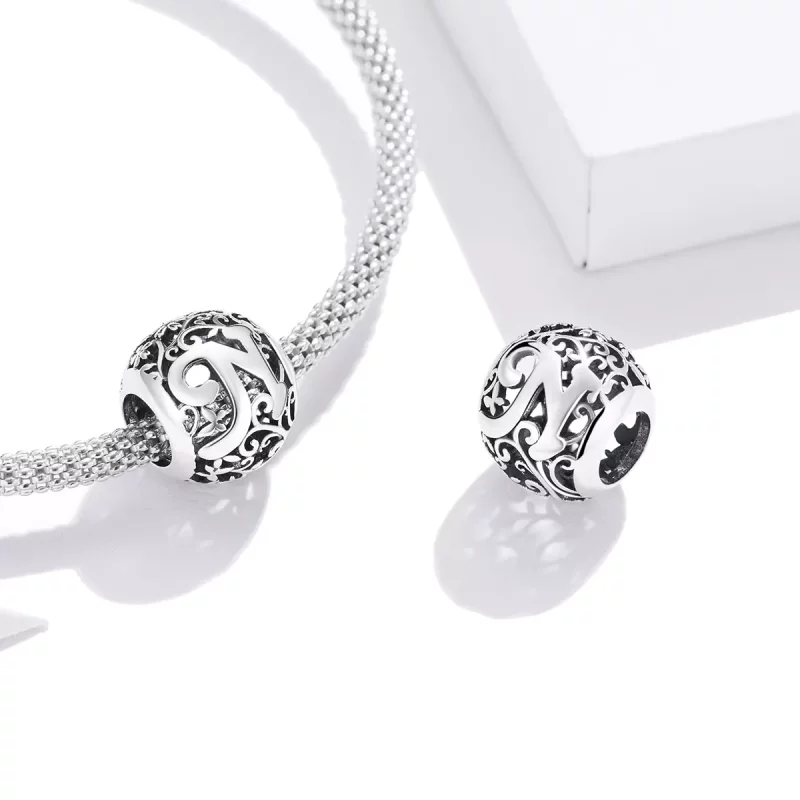 (afbeelding voor) Pandora Style Opengewerkte Bloem Letter N Bedel - SCC1444-N - Bekijken 4