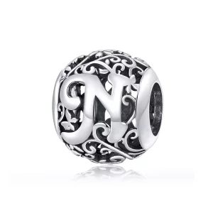 Pandora Style Opengewerkte Bloem Letter N Bedel - SCC1444-N (afbeelding voor) Pandora Style Opengewerkte Bloem Letter N Bedel - SCC1444-N